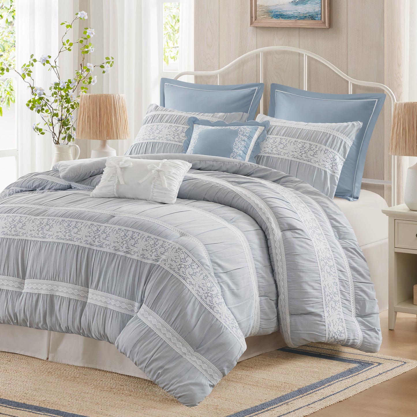 Perryn 7 Piece Jacquard Comforter Set