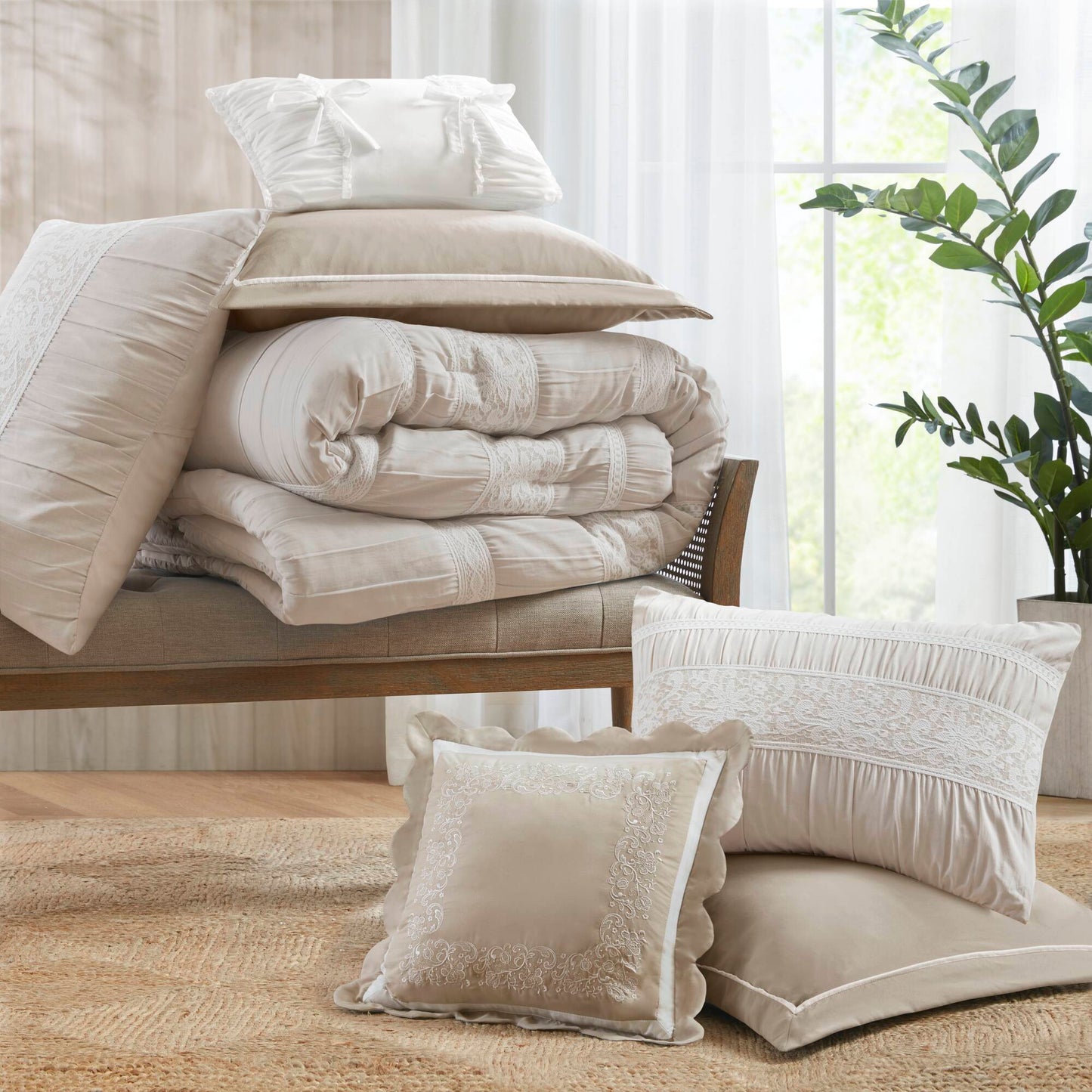 Perryn 7 Piece Jacquard Comforter Set