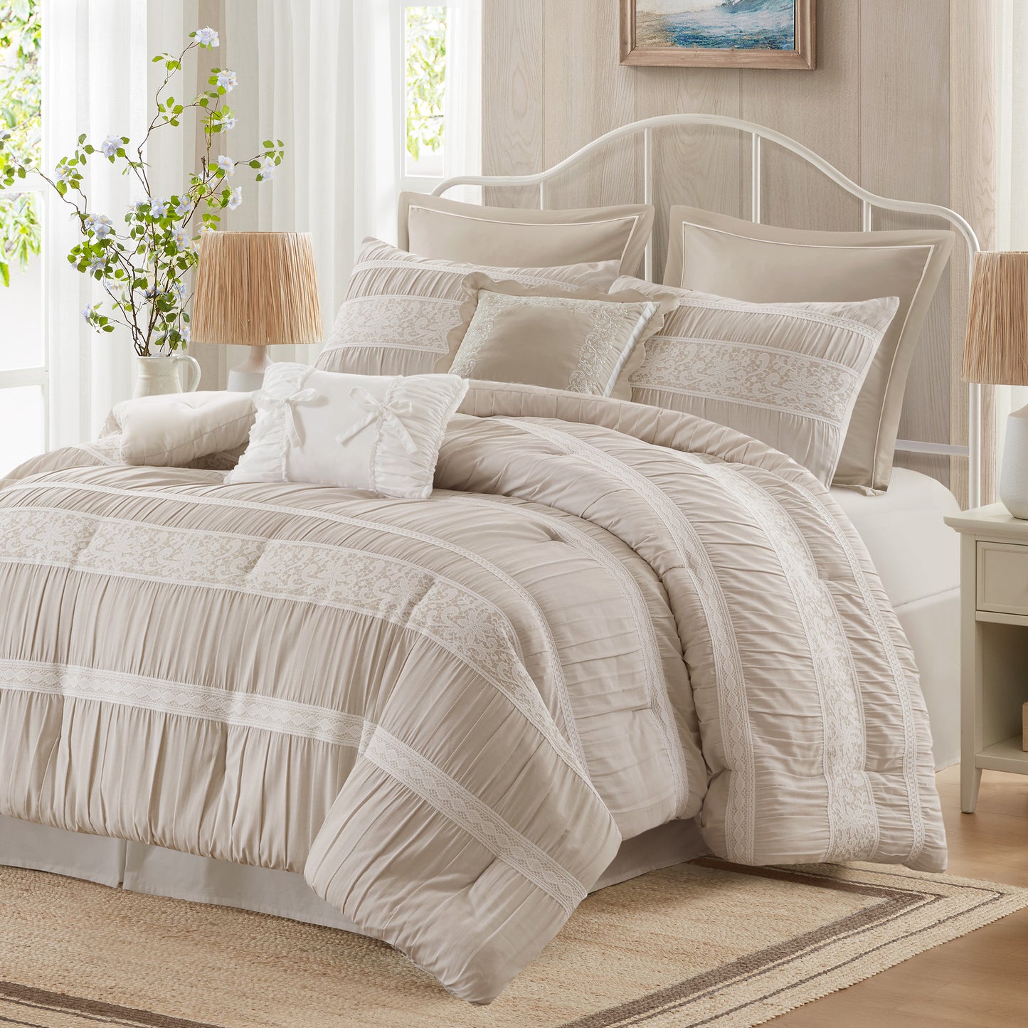 Perryn 7 Piece Jacquard Comforter Set