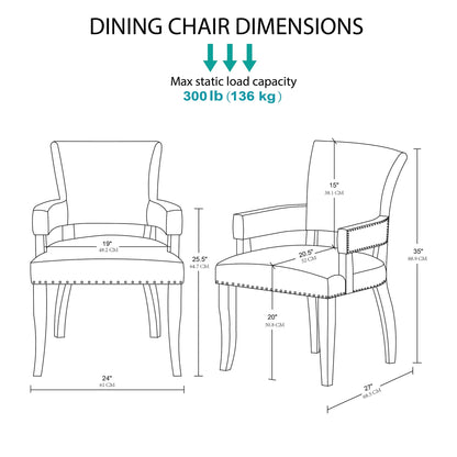 Dawson Upholstered Dining Chair with Padded Arm