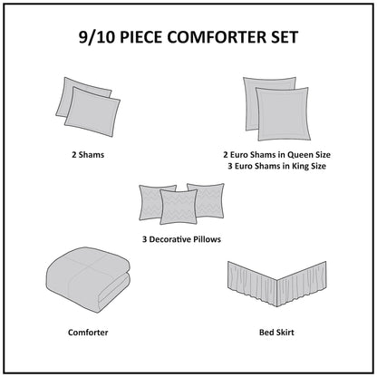 Canovia Springs 9 Piece Jacquard Comforter Set