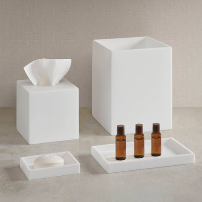 Hotel Collection Clear Resin Bath Accessories Antimicrobial 4-Piece Set - Frosted White