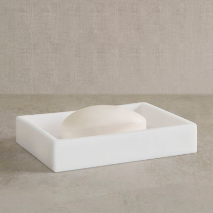 Hotel Collection Clear Resin Bath Accessories Antimicrobial 4-Piece Set - Frosted White