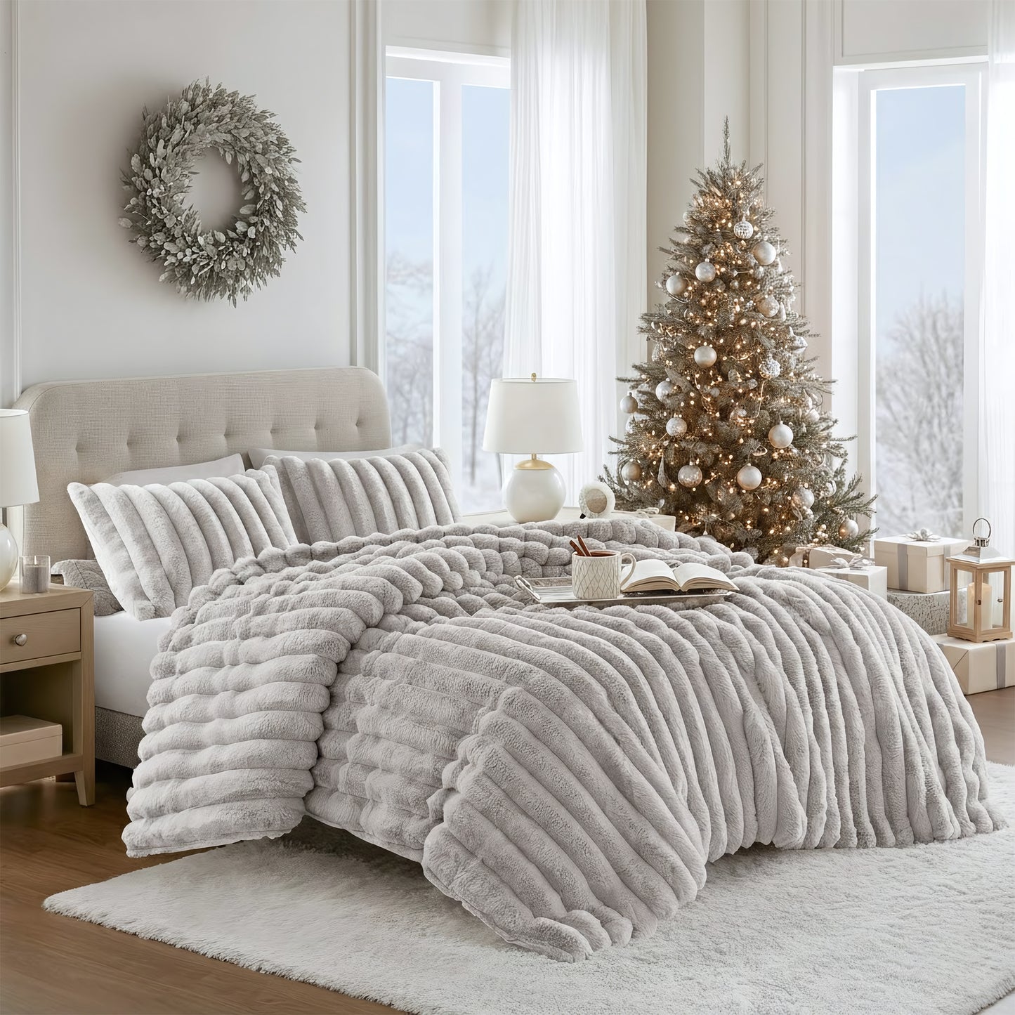 Jasmine Ultrasoft Faux Fur Ribbed Comforter Set