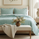 Tuscany 3-Piece Reversible Scalloped Edge Antimicrobial Quilt Set