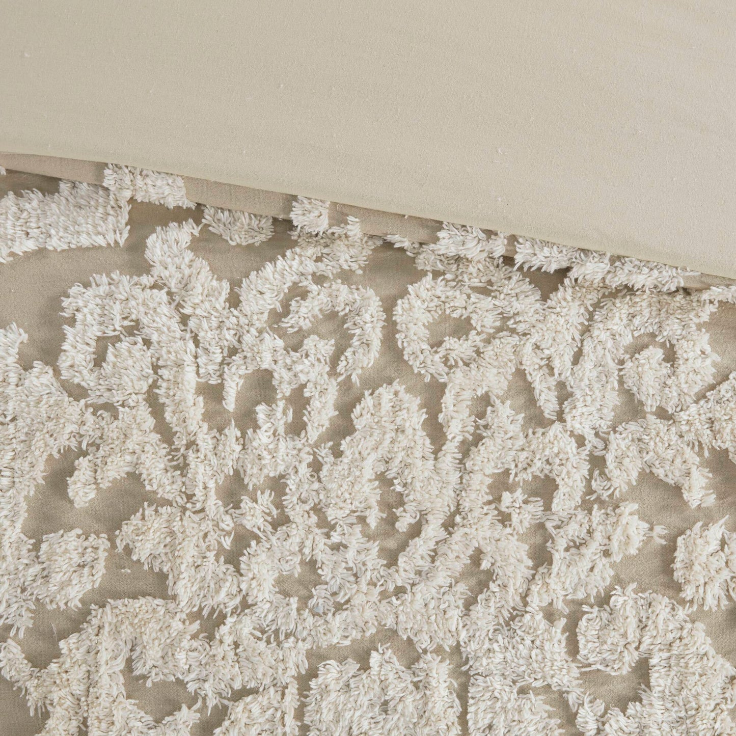 Viola 3 piece Tufted Cotton Chenille Damask Comforter Set