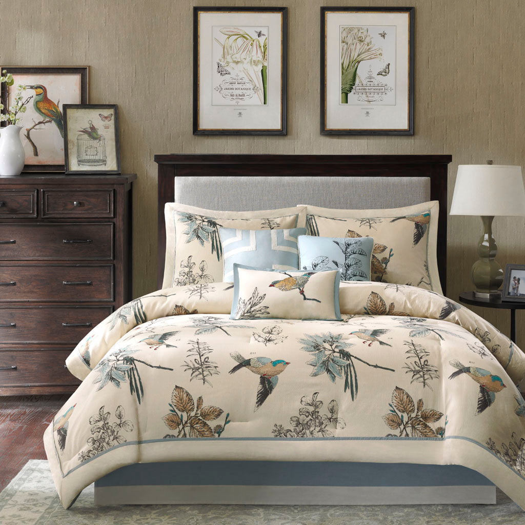 Quincy 7 Piece Printed Cotton Twill Comforter Set