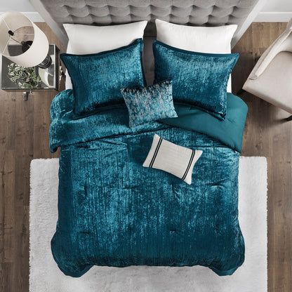 Lee 5 Piece Crinkle Velvet Comforter Set