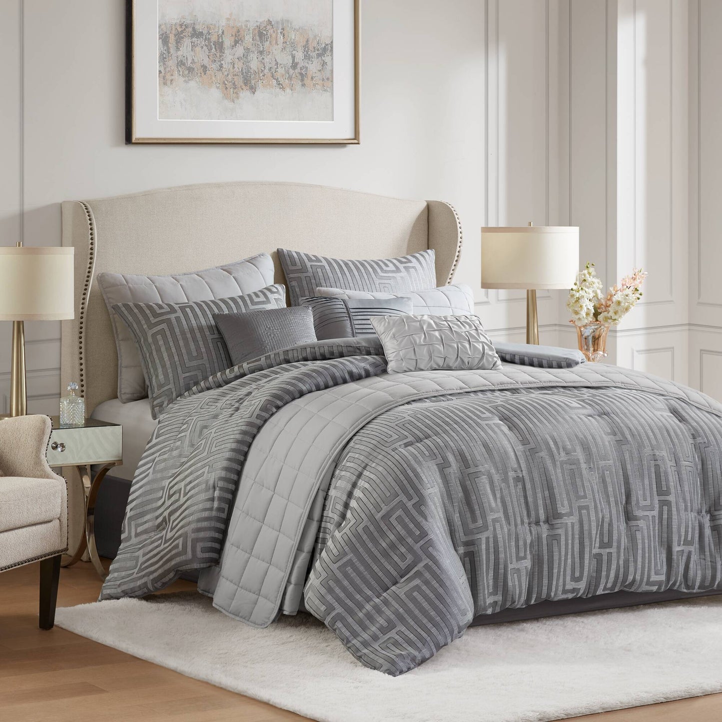 Royce 10 Piece Luxury Jacquard Comforter Set