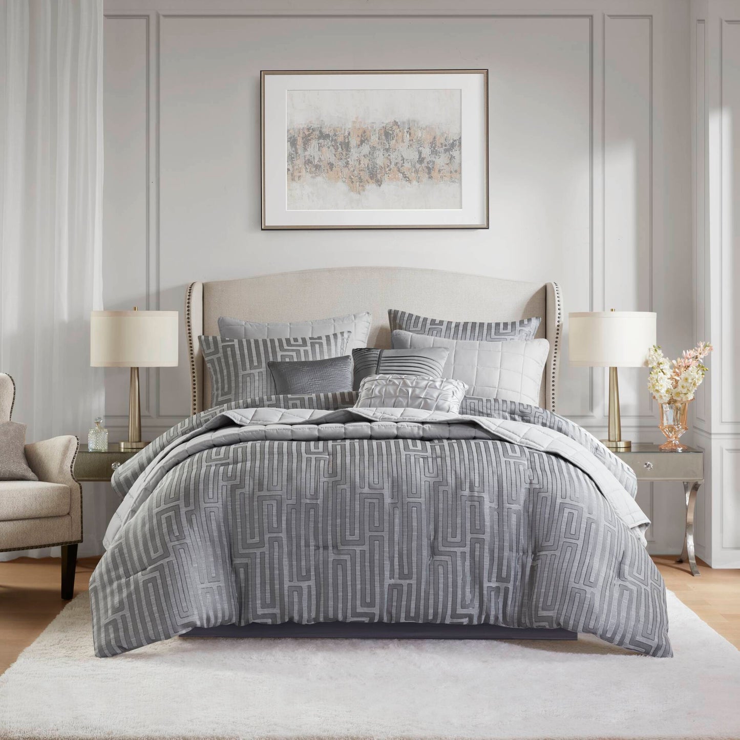 Royce 10 Piece Luxury Jacquard Comforter Set