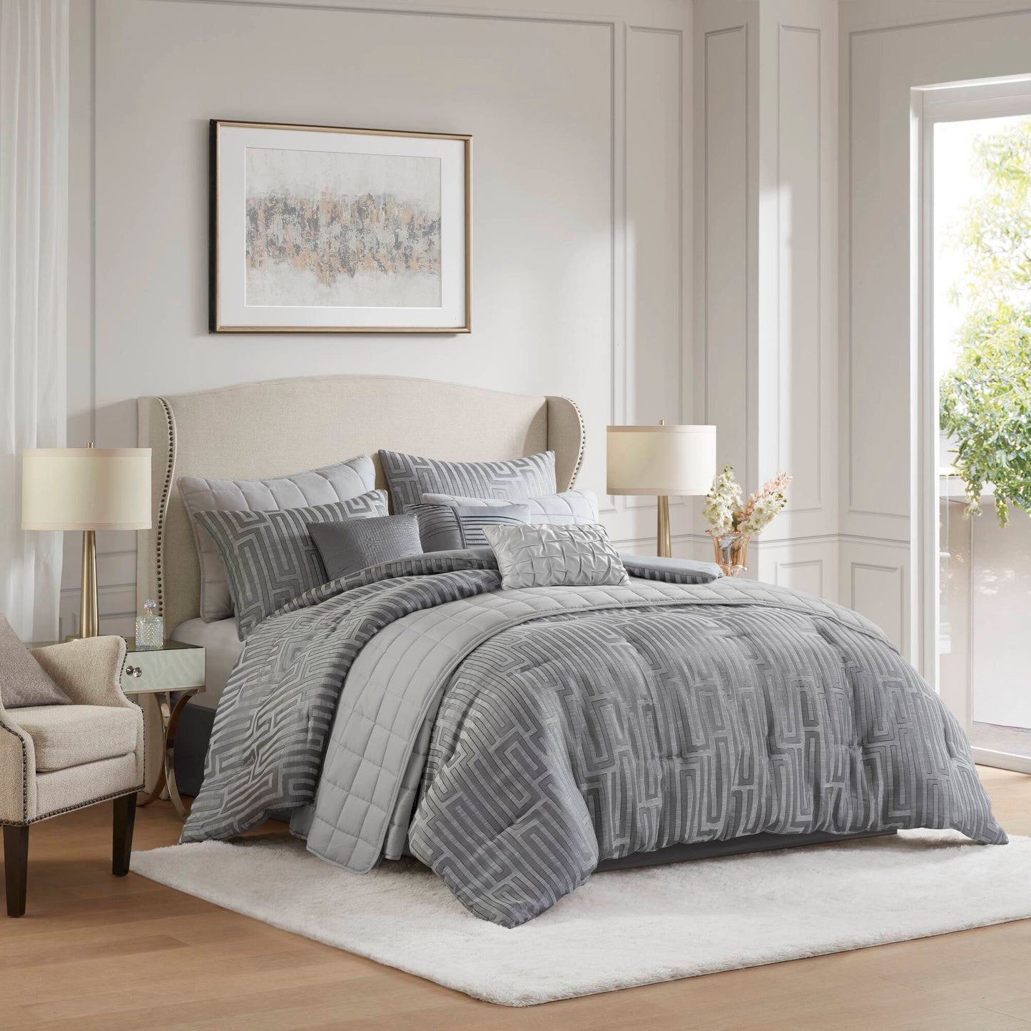 Royce 10 Piece Luxury Jacquard Comforter Set