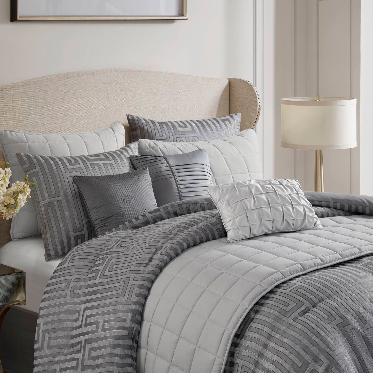 Royce 10 Piece Luxury Jacquard Comforter Set