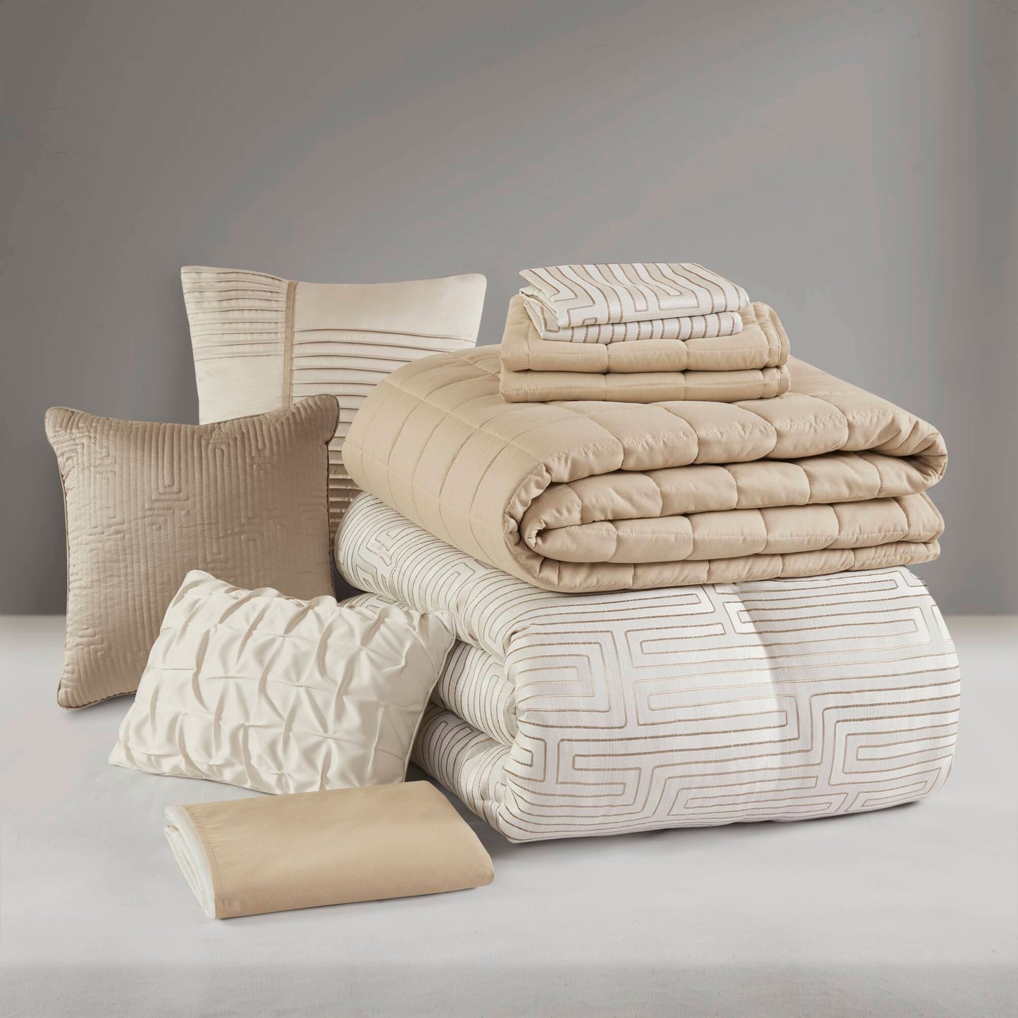 Royce 10 Piece Luxury Jacquard Comforter Set