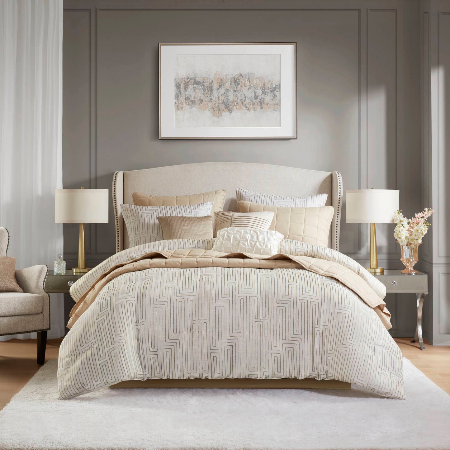 Royce 10 Piece Luxury Jacquard Comforter Set
