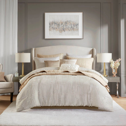Royce 10 Piece Luxury Jacquard Comforter Set