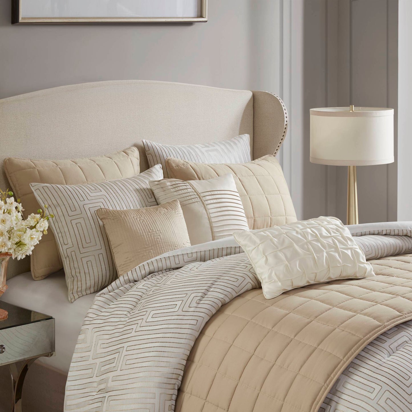 Royce 10 Piece Luxury Jacquard Comforter Set