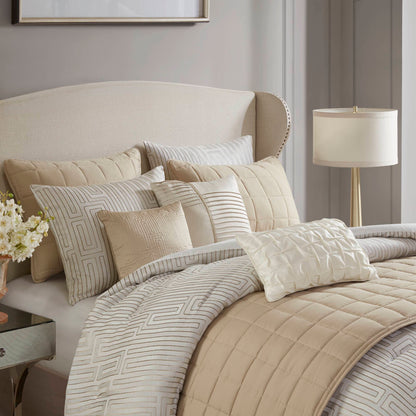 Royce 10 Piece Luxury Jacquard Comforter Set