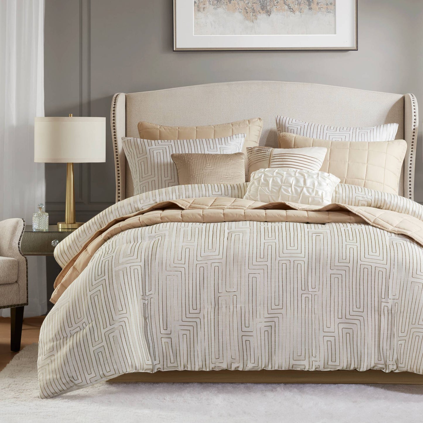 Royce 10 Piece Luxury Jacquard Comforter Set