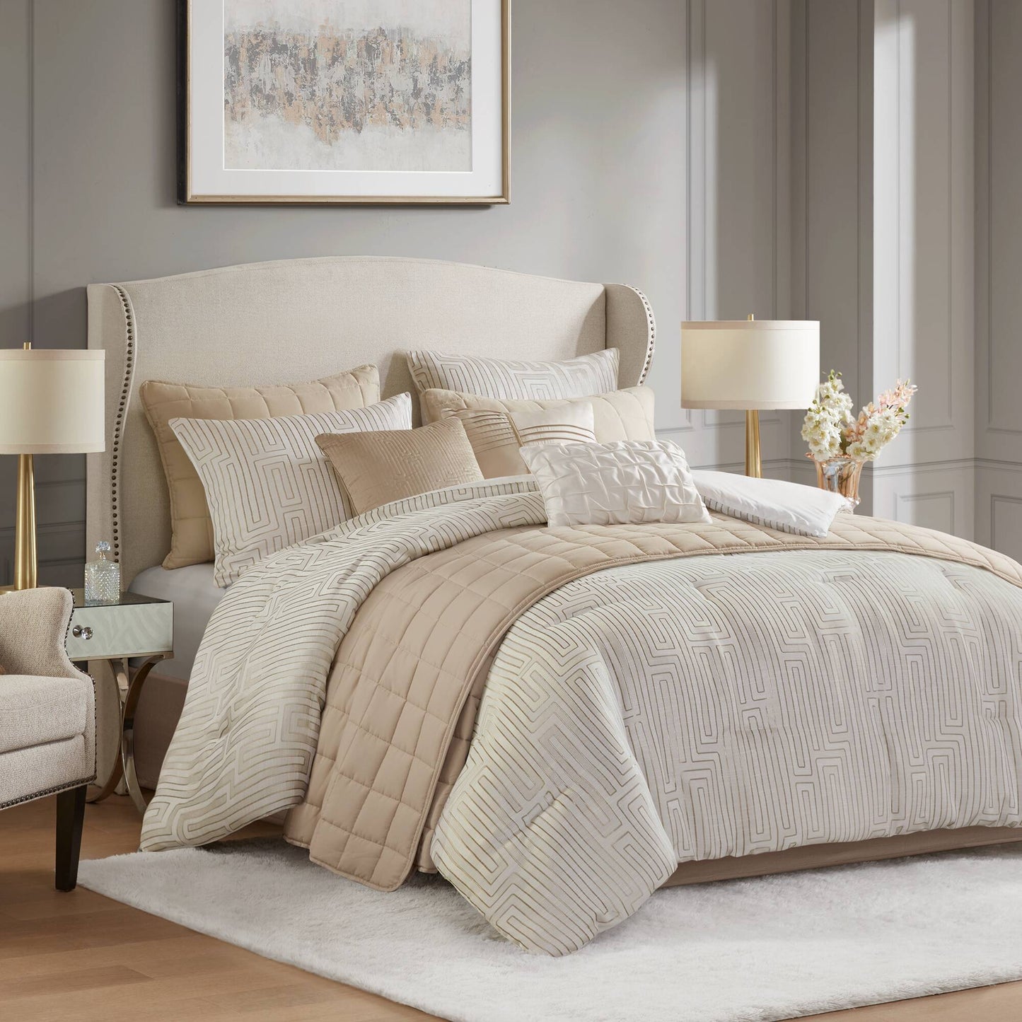 Royce 10 Piece Luxury Jacquard Comforter Set