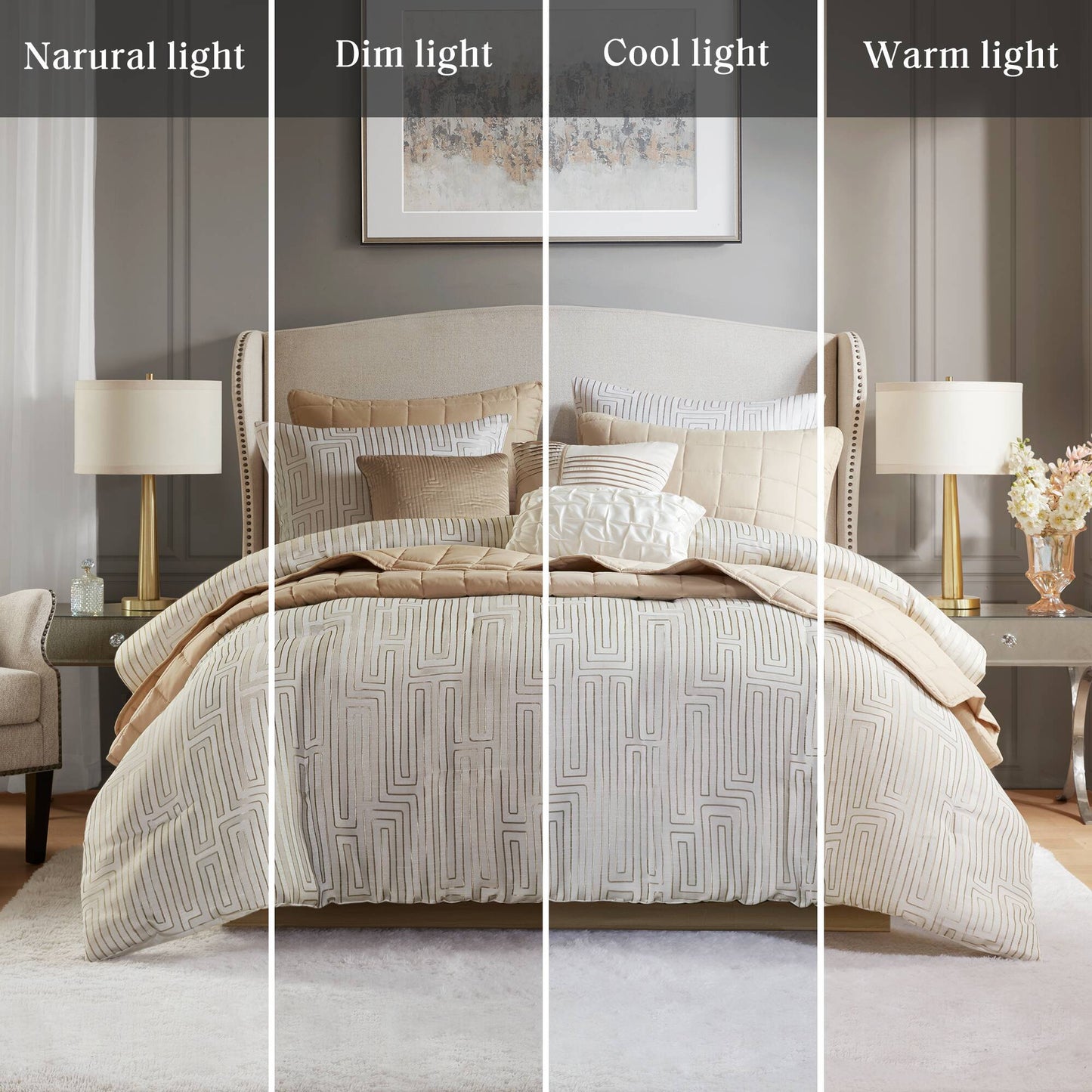 Royce 10 Piece Luxury Jacquard Comforter Set