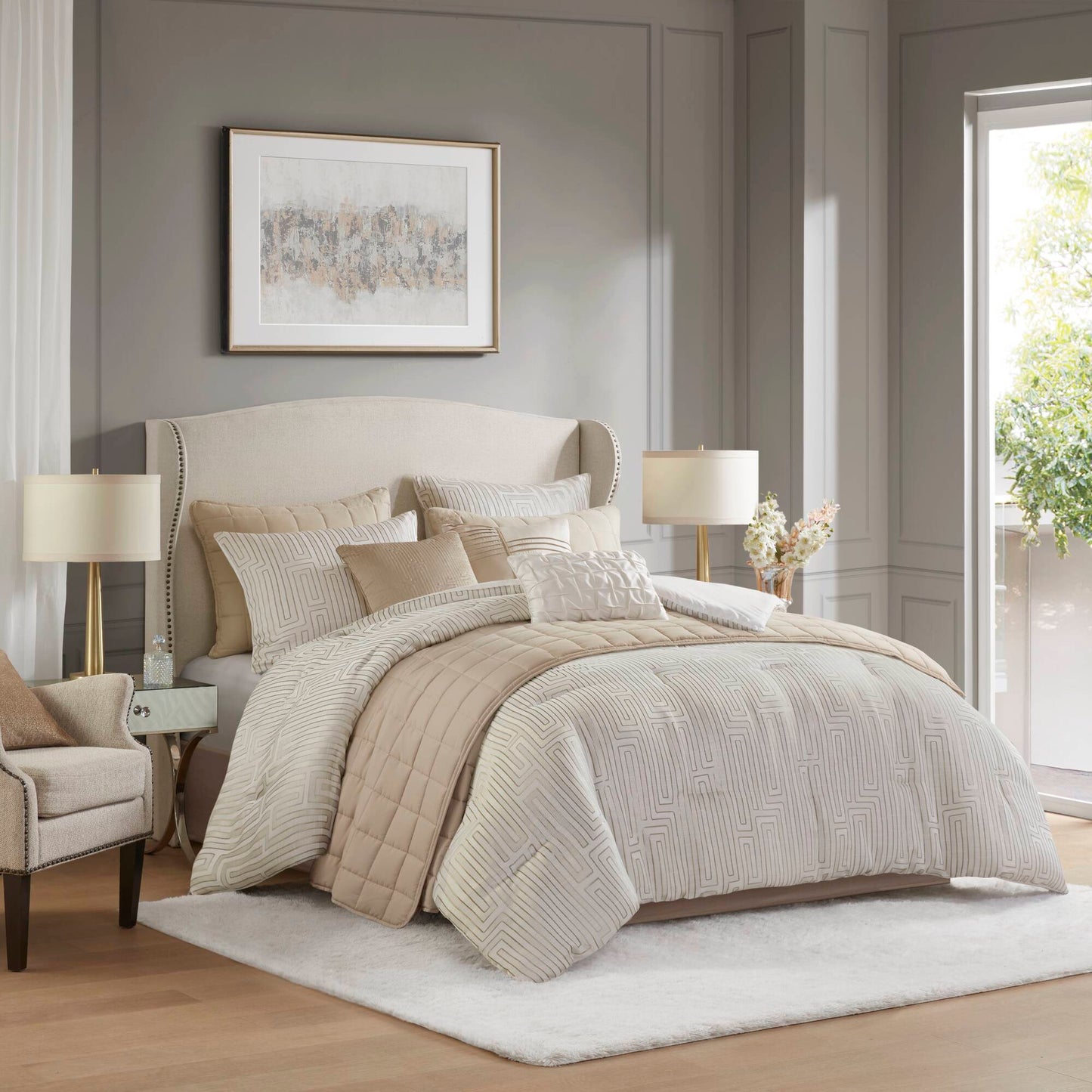 Royce 10 Piece Luxury Jacquard Comforter Set