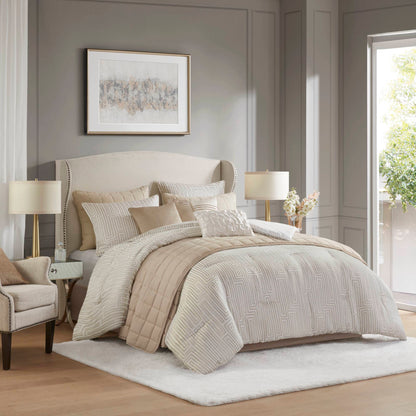 Royce 10 Piece Luxury Jacquard Comforter Set