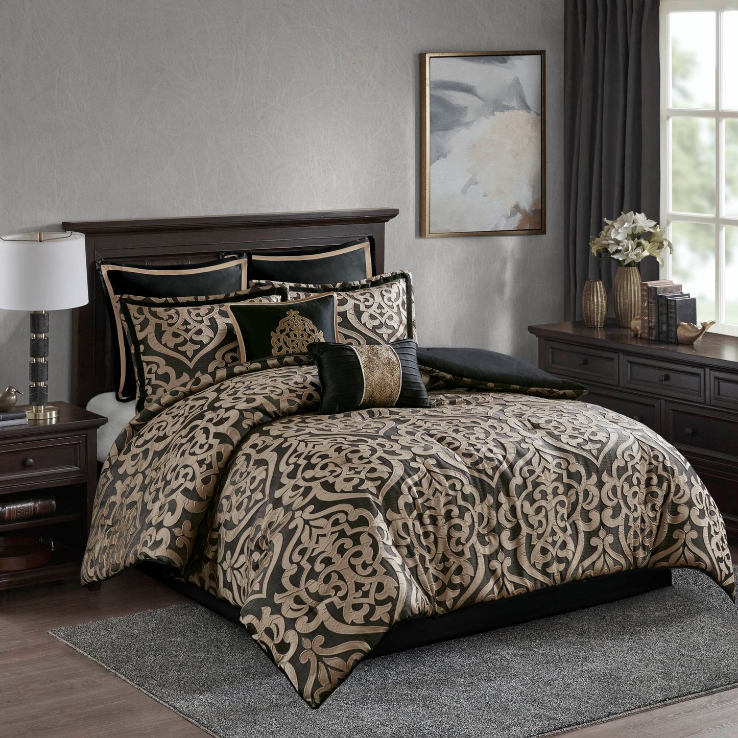 Odette 8 Piece Jacquard Comforter Set