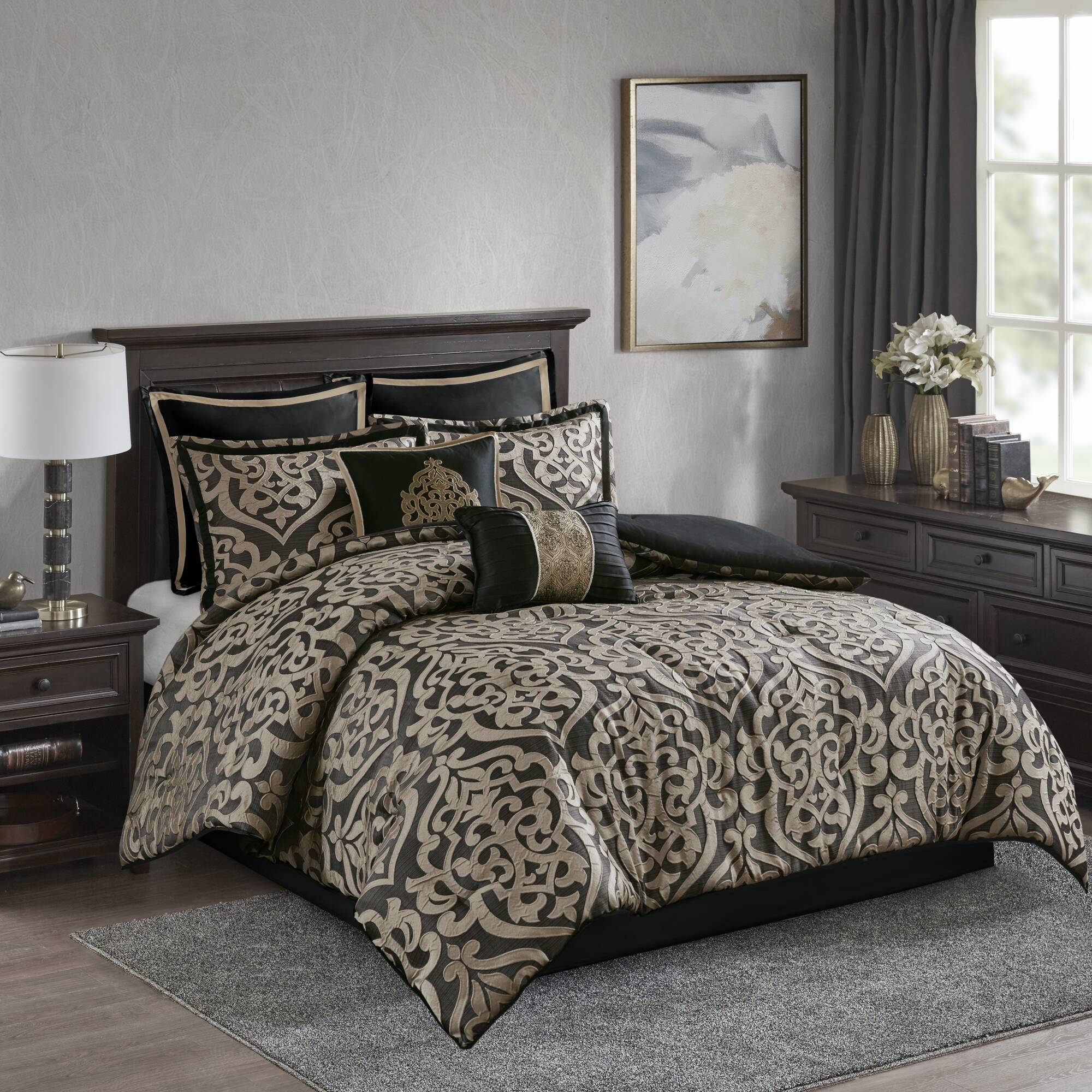 Odette 8 Piece Jacquard Comforter Set - Madison Park Fashion Bedding