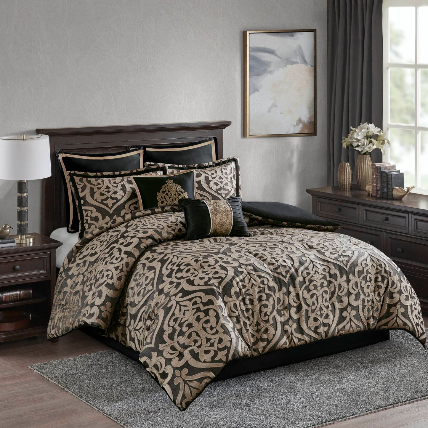 Odette 8 Piece Jacquard Comforter Set