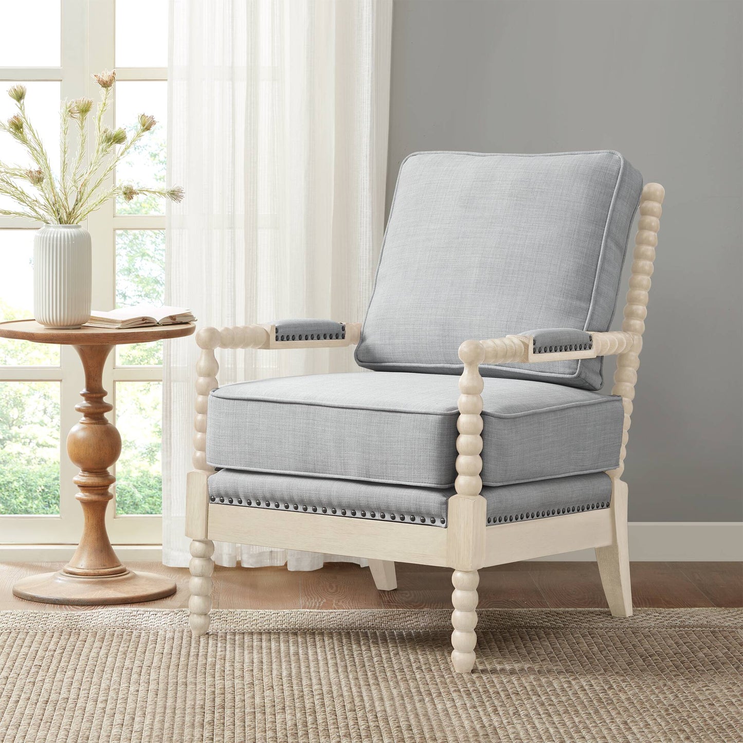 Donohue Turned Spindle Wood Accent Armchair