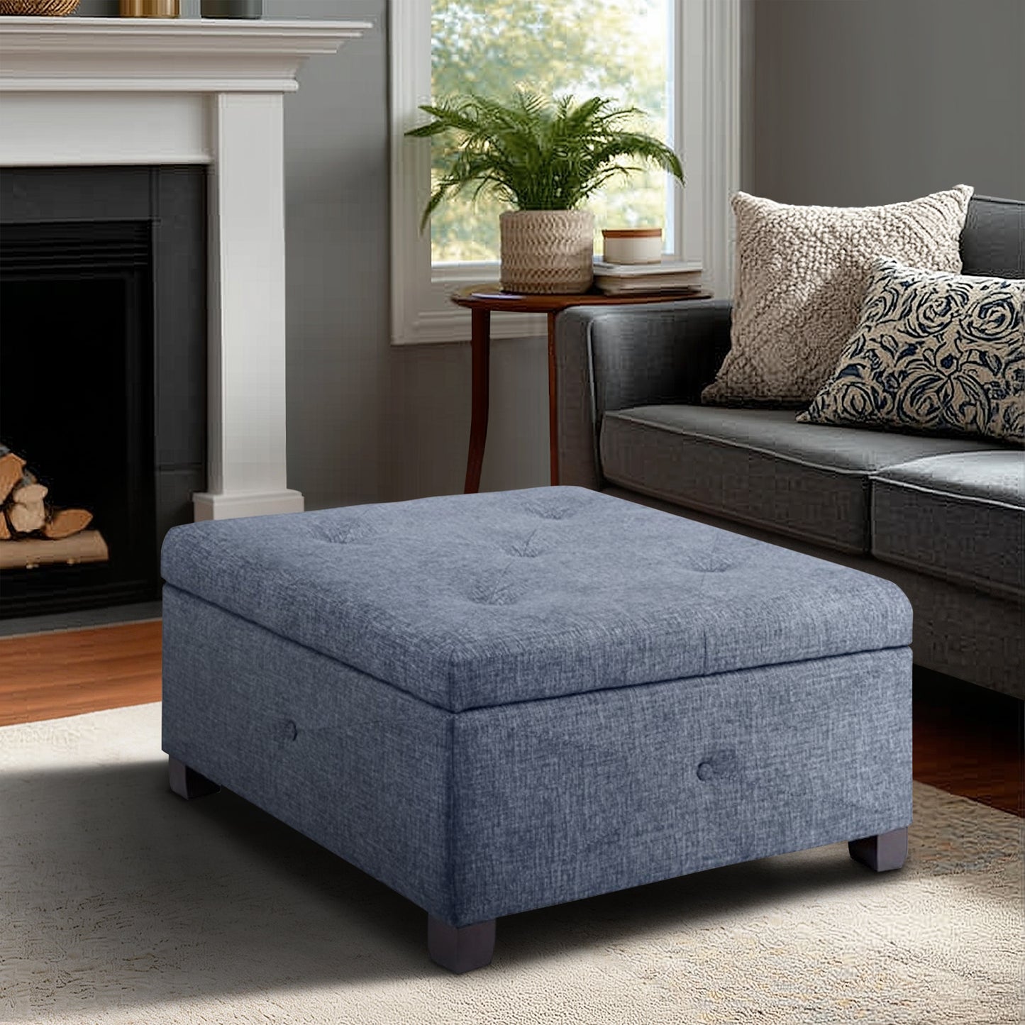 Della Upholstered Soft-Close Lid Ottoman