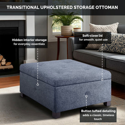 Della Upholstered Soft-Close Lid Ottoman