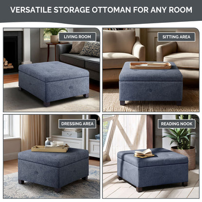 Della Upholstered Soft-Close Lid Ottoman