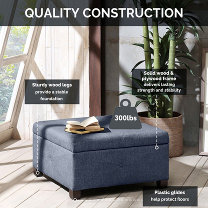 Della Upholstered Soft-Close Lid Ottoman