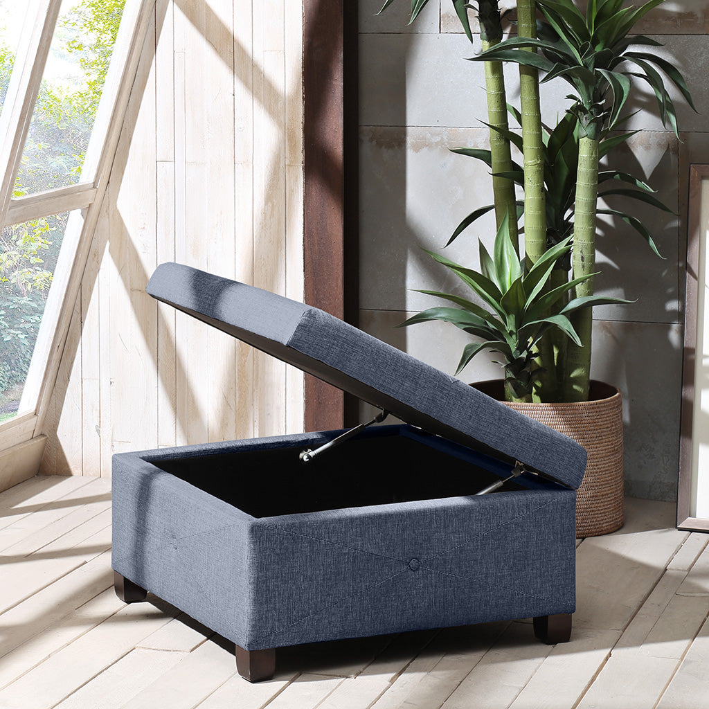 Della Upholstered Soft-Close Lid Ottoman