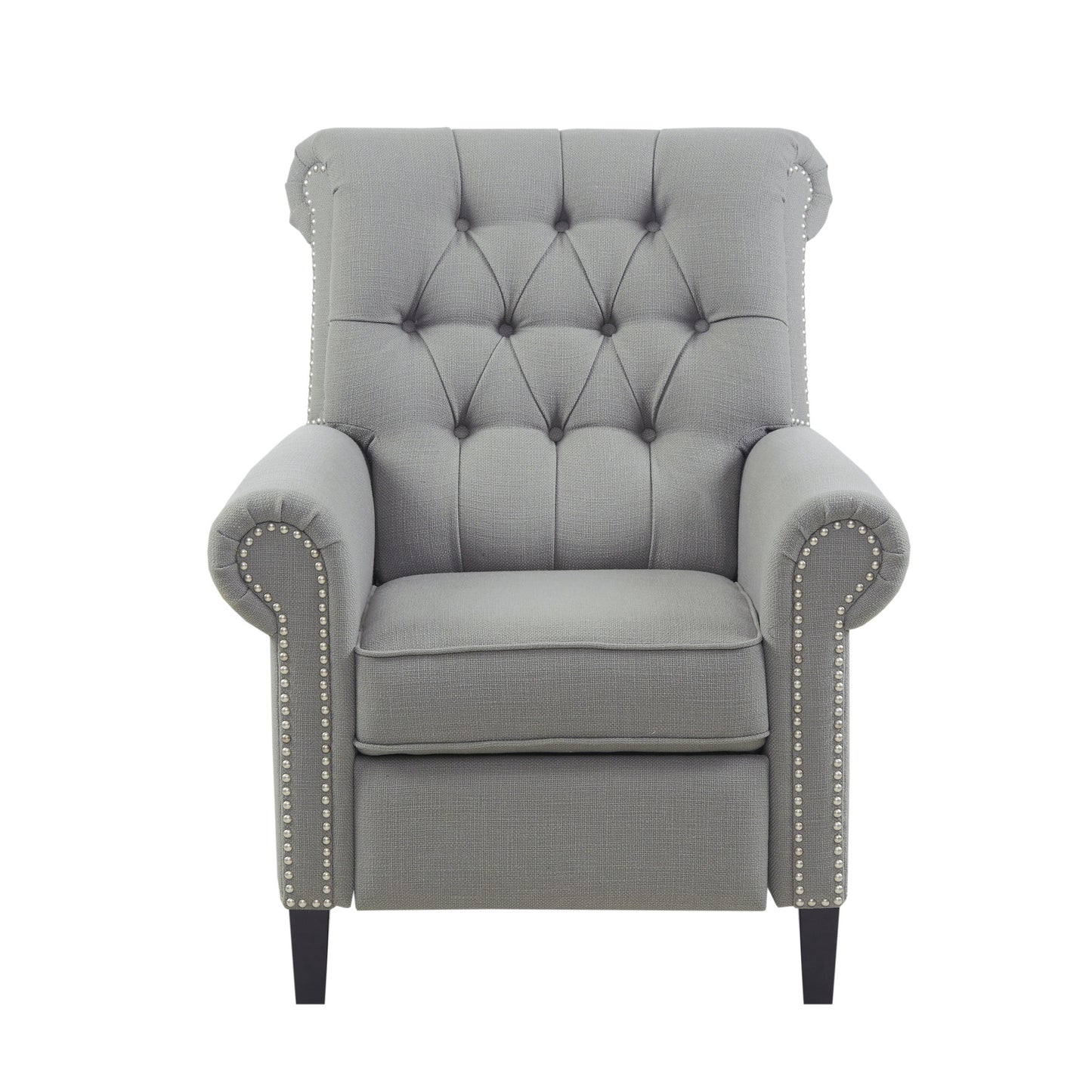 Aidan Upholstered Manual Push Back Recliner Chair with Nailheads