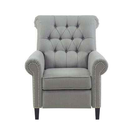 Aidan Upholstered Manual Push Back Recliner Chair with Nailheads