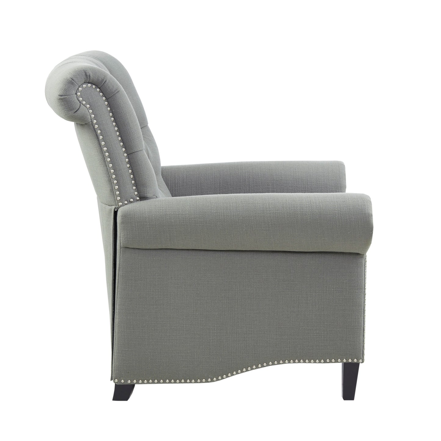 Aidan Upholstered Manual Push Back Recliner Chair with Nailheads