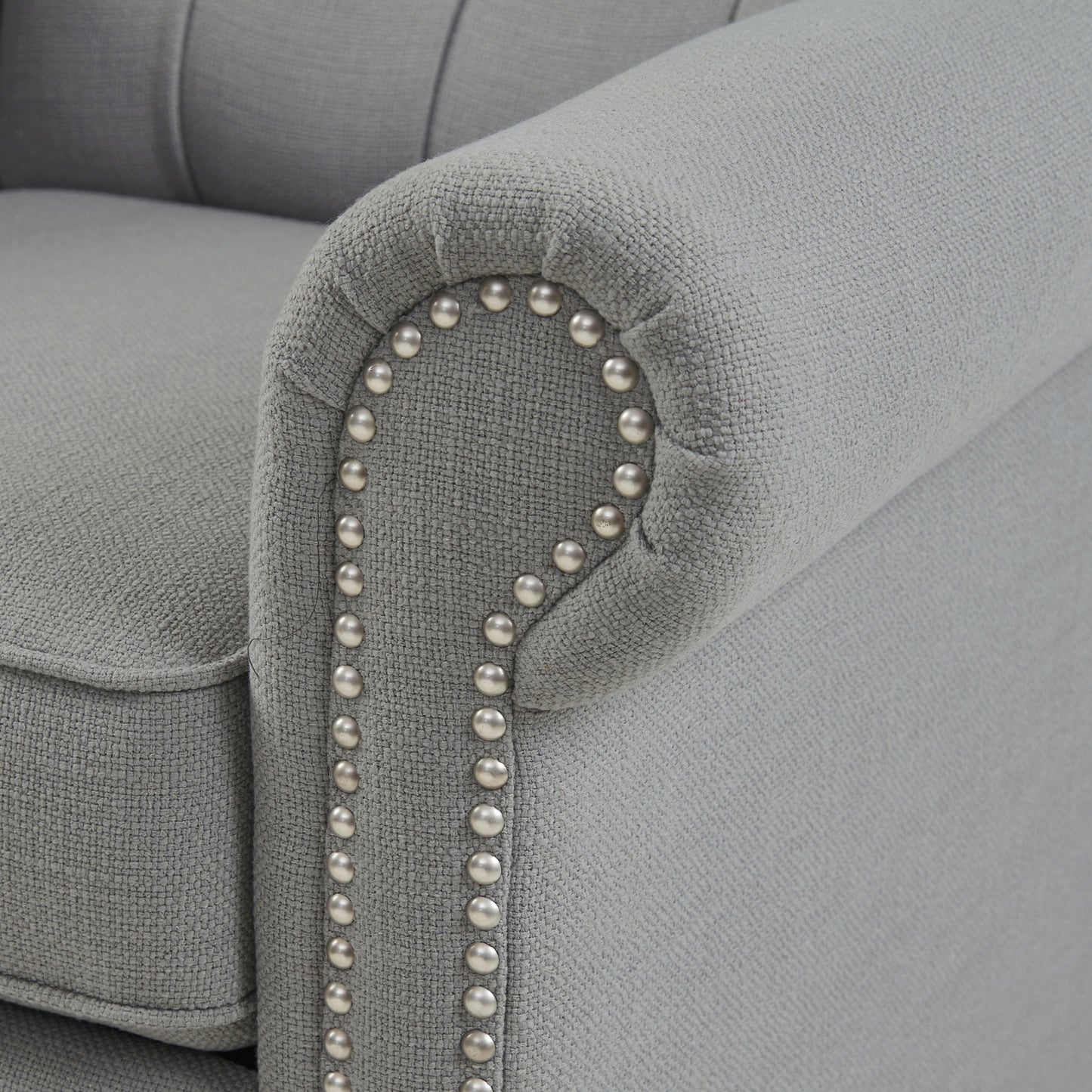 Aidan Upholstered Manual Push Back Recliner Chair with Nailheads