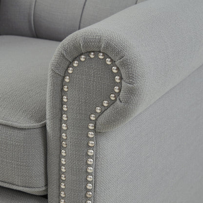 Aidan Upholstered Manual Push Back Recliner Chair with Nailheads