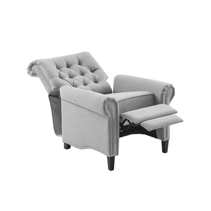 Aidan Upholstered Manual Push Back Recliner Chair with Nailheads