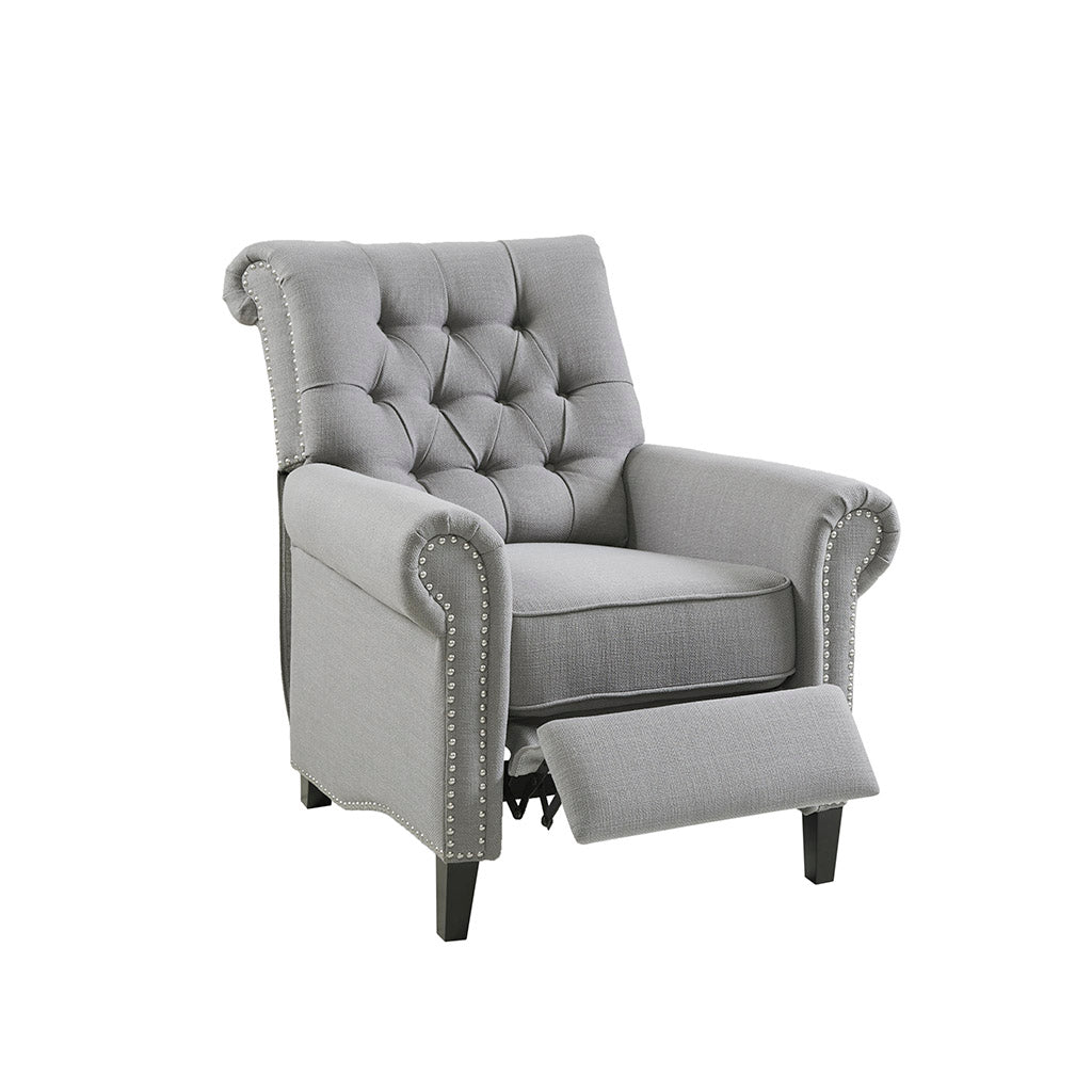 Aidan Upholstered Manual Push Back Recliner Chair with Nailheads