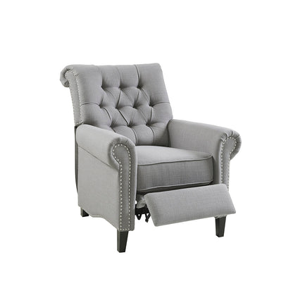 Aidan Upholstered Manual Push Back Recliner Chair with Nailheads