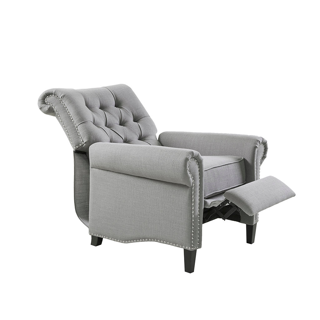 Aidan Upholstered Manual Push Back Recliner Chair with Nailheads