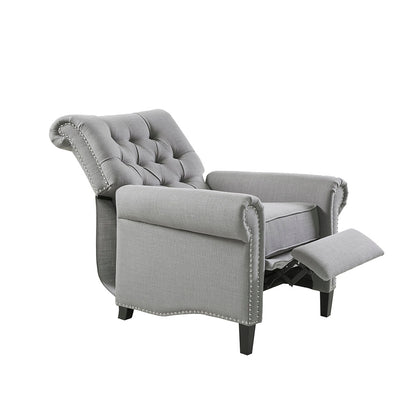 Aidan Upholstered Manual Push Back Recliner Chair with Nailheads