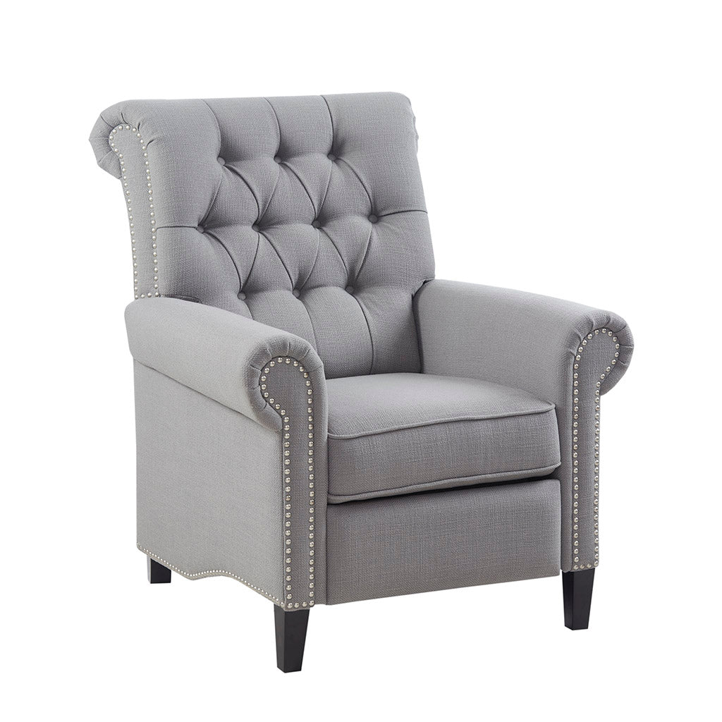 Aidan Upholstered Manual Push Back Recliner Chair with Nailheads