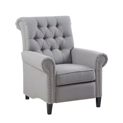 Aidan Upholstered Manual Push Back Recliner Chair with Nailheads