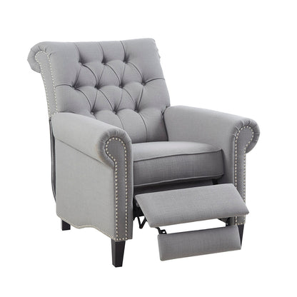 Aidan Upholstered Manual Push Back Recliner Chair with Nailheads