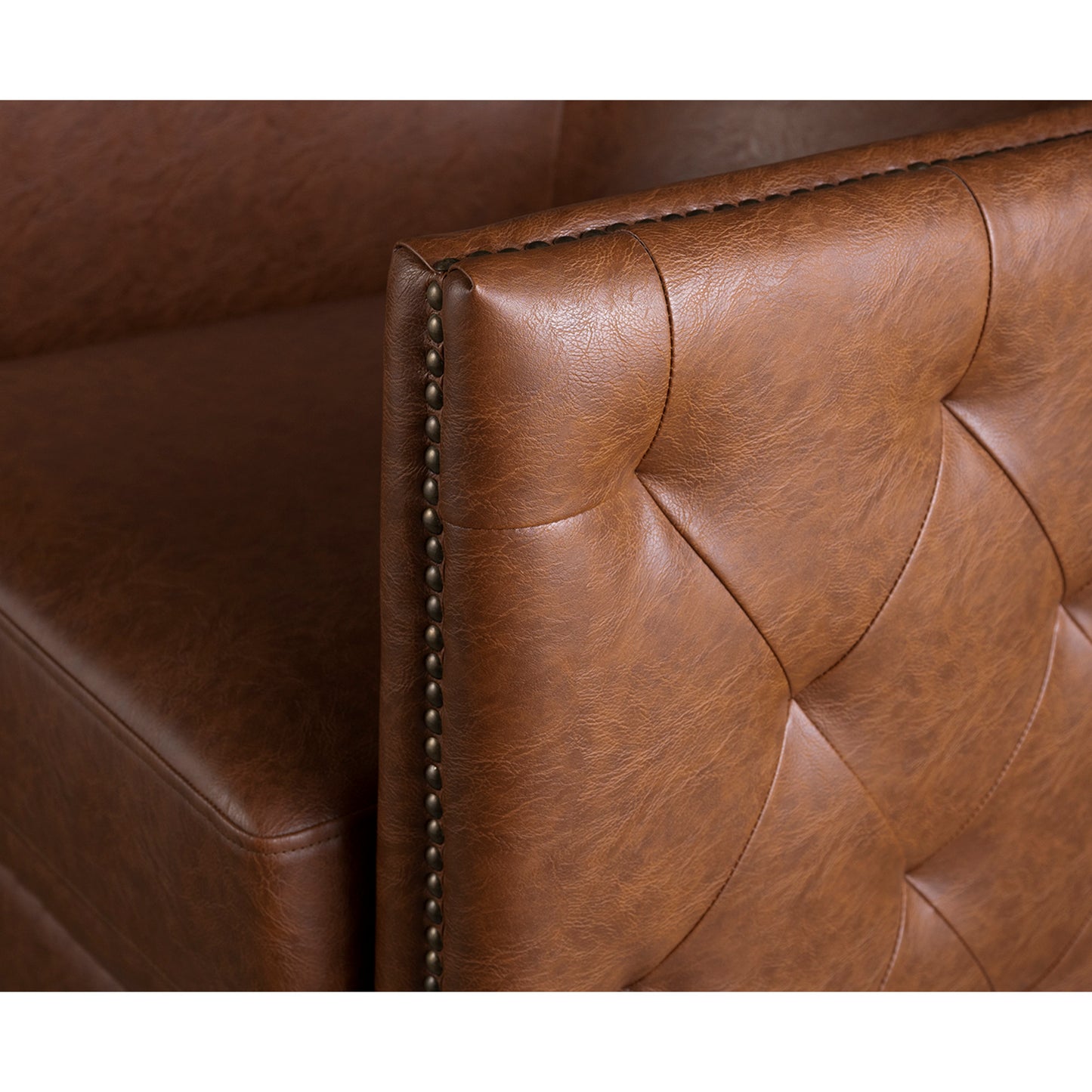 Capstone 360-degree Swivel Barrel chair with Tufting and Nail heads