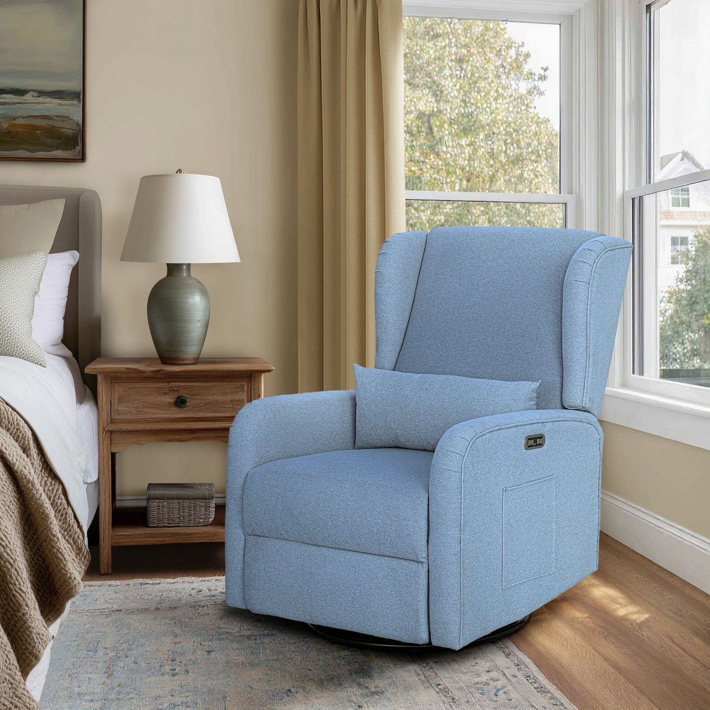Candace Power Recliner 3-in-1 with Swivel, Glider, USB Ports